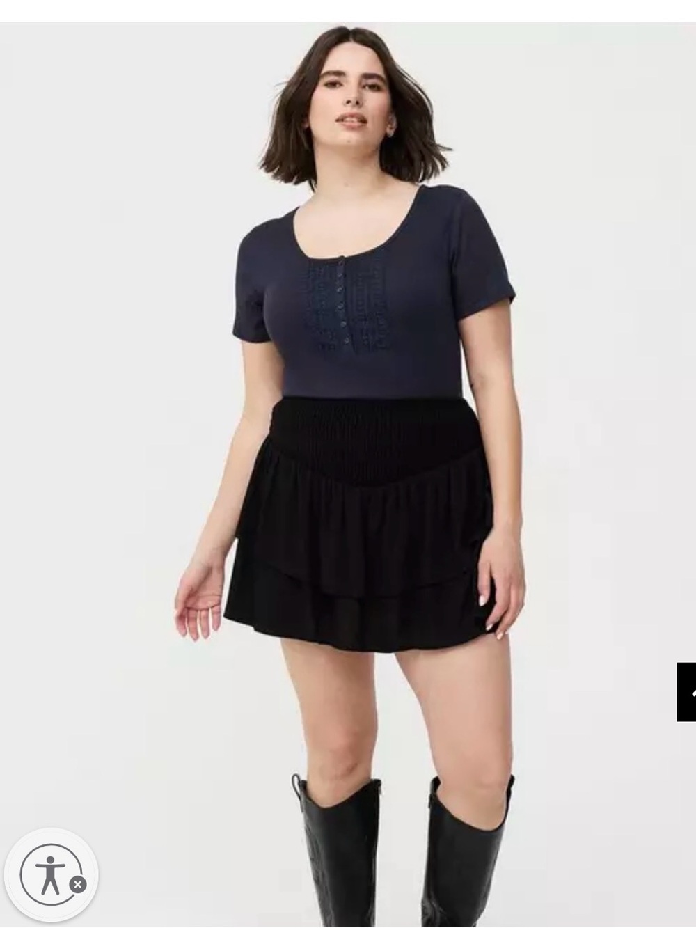 Torrid 2x Pull-On High-Rise Ruffle Skort Deep Black